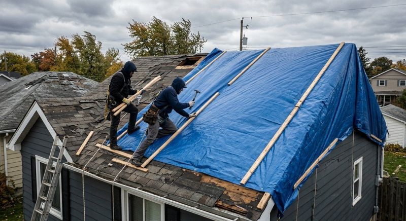 Storm Damage Roof Tarping in Lorain County, OH